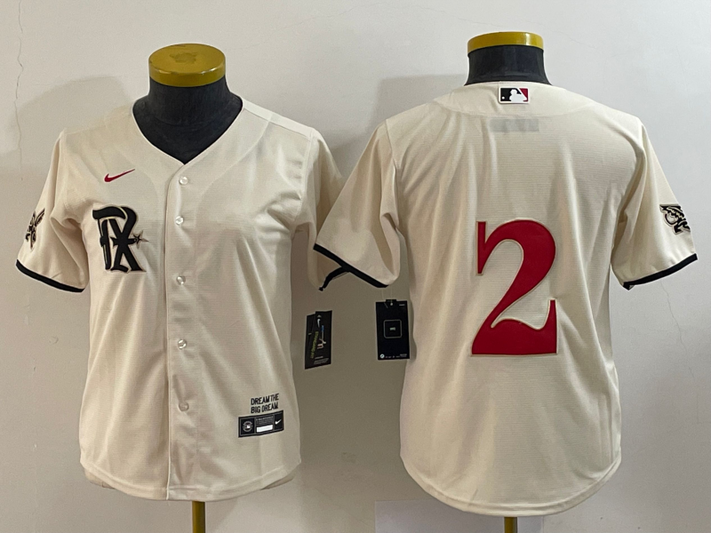 Women's Texas Rangers #2 Marcus Semien Cream 2023 City Connect Stitched Baseball Jersey(Run Small) Women's Texas Rangers #2 Marcus Semien Cream 2023 City Connect Stitched Baseball Jersey(Run Small)